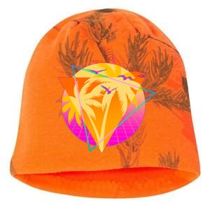 Retro Eighties 80's Tropical Palm Trees Emblem Kati - Camo Knit Beanie