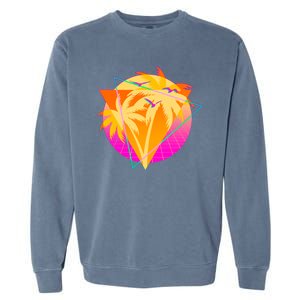 Retro Eighties 80's Tropical Palm Trees Emblem Garment-Dyed Sweatshirt