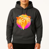 Retro Eighties 80's Tropical Palm Trees Emblem Hoodie