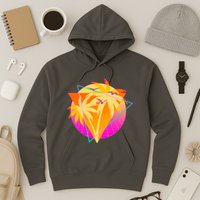 Retro Eighties 80's Tropical Palm Trees Emblem Hoodie