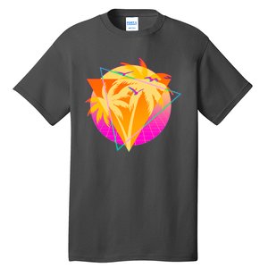 Retro Eighties 80's Tropical Palm Trees Emblem Tall T-Shirt