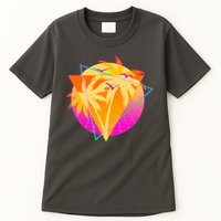 Retro Eighties 80's Tropical Palm Trees Emblem Tall T-Shirt