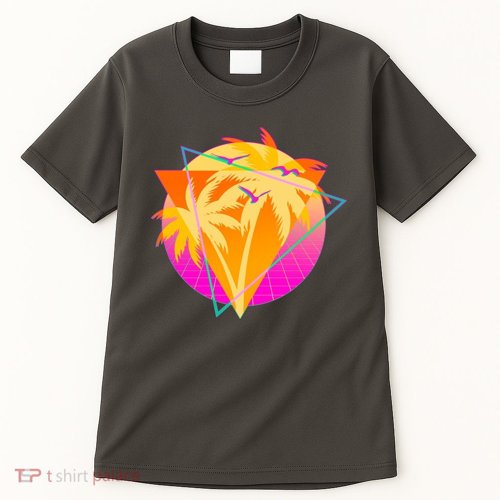 Retro Eighties 80's Tropical Palm Trees Emblem Tall T-Shirt