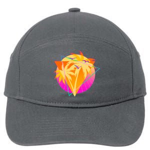 Retro Eighties 80's Tropical Palm Trees Emblem 7-Panel Snapback Hat