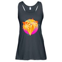 Retro Eighties 80's Tropical Palm Trees Emblem Ladies Essential Flowy Tank