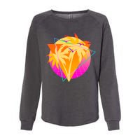 Retro Eighties 80's Tropical Palm Trees Emblem Womens California Wash Sweatshirt