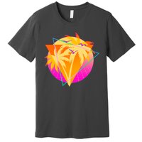 Retro Eighties 80's Tropical Palm Trees Emblem Premium T-Shirt