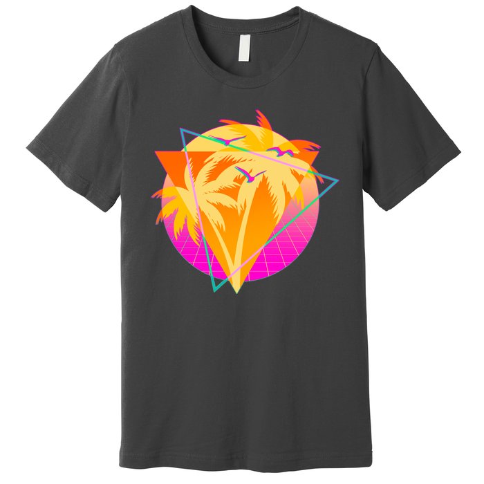 Retro Eighties 80's Tropical Palm Trees Emblem Premium T-Shirt