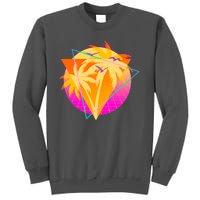 Retro Eighties 80's Tropical Palm Trees Emblem Tall Sweatshirt