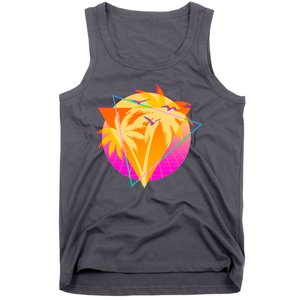 Retro Eighties 80's Tropical Palm Trees Emblem Tank Top