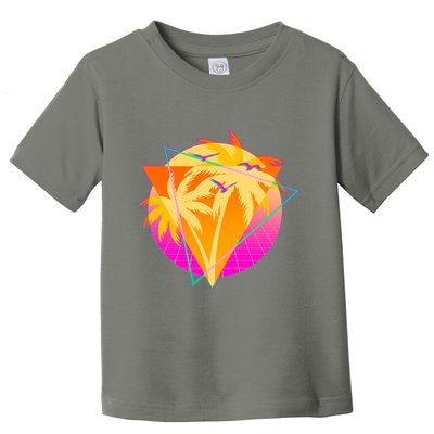 Retro Eighties 80's Tropical Palm Trees Emblem Toddler T-Shirt