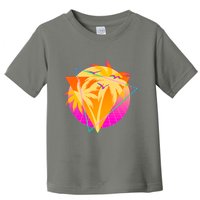 Retro Eighties 80's Tropical Palm Trees Emblem Toddler T-Shirt