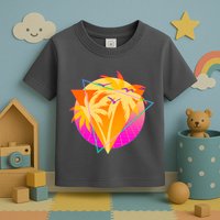 Retro Eighties 80's Tropical Palm Trees Emblem Toddler T-Shirt