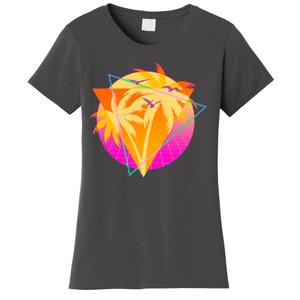 Retro Eighties 80's Tropical Palm Trees Emblem Women's T-Shirt