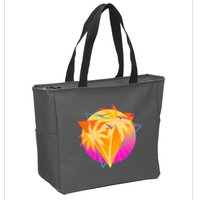 Retro Eighties 80's Tropical Palm Trees Emblem Zip Tote Bag