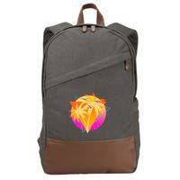 Retro Eighties 80's Tropical Palm Trees Emblem Cotton Canvas Backpack