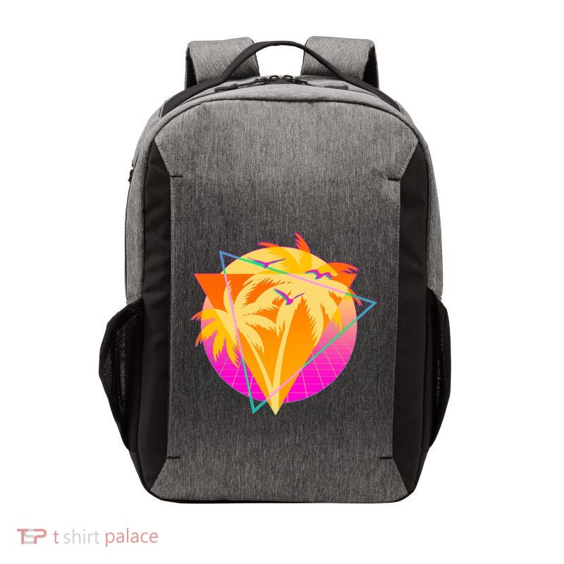 Retro Eighties 80's Tropical Palm Trees Emblem Vector Backpack