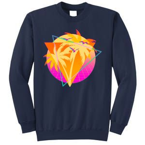 Retro Eighties 80's Tropical Palm Trees Emblem Sweatshirt