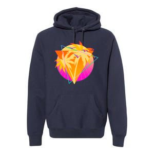 Retro Eighties 80's Tropical Palm Trees Emblem Premium Hoodie