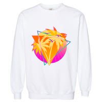 Retro Eighties 80's Tropical Palm Trees Emblem Garment-Dyed Sweatshirt