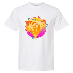 Retro Eighties 80's Tropical Palm Trees Emblem Garment-Dyed Heavyweight T-Shirt