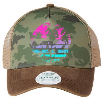 Retro Eighties 80s And 90s Beach Style Design With Palm Trees Great Gift Legacy Tie Dye Trucker Hat