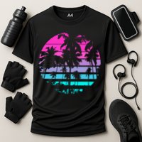 Retro Eighties 80s And 90s Beach Style Design With Palm Trees Great Gift Cooling Performance Crew T-Shirt