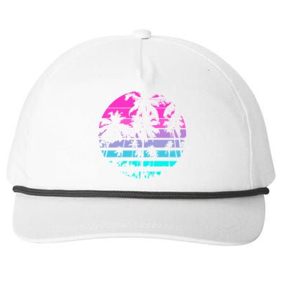 Retro Eighties 80s And 90s Beach Style Design With Palm Trees Great Gift Snapback Five-Panel Rope Hat