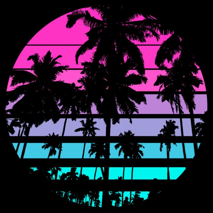 Retro Eighties 80s And 90s Beach Style Design With Palm Trees Great Gift Bucket Hat