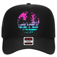Retro Eighties 80s And 90s Beach Style Design With Palm Trees Great Gift Hat