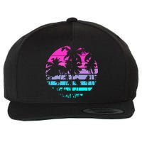 Retro Eighties 80s And 90s Beach Style Design With Palm Trees Great Gift Wool Snapback Cap