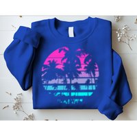 Retro Eighties 80s And 90s Beach Style Design With Palm Trees Great Gift Sweatshirt