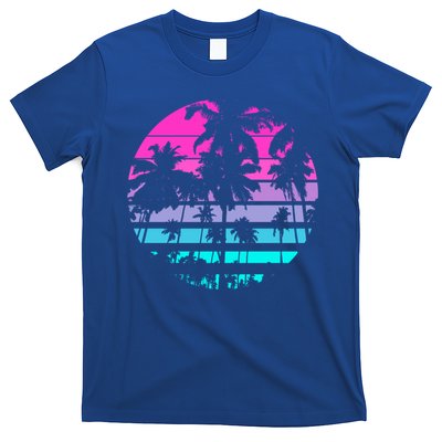 Retro Eighties 80s And 90s Beach Style Design With Palm Trees Great Gift T-Shirt