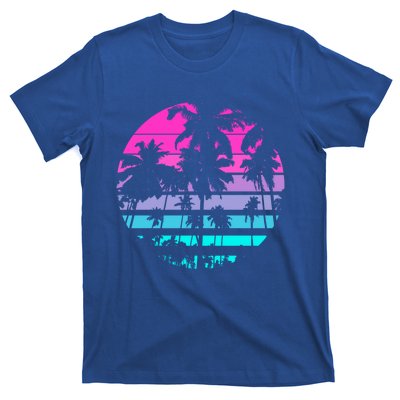 Retro Eighties 80s And 90s Beach Style Design With Palm Trees Great Gift T-Shirt