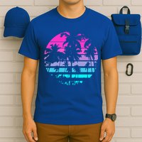 Retro Eighties 80s And 90s Beach Style Design With Palm Trees Great Gift T-Shirt