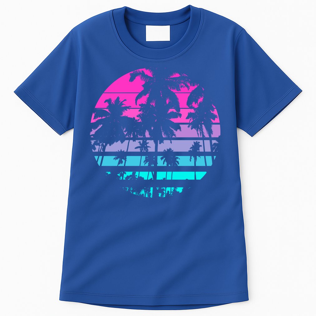 Retro Eighties 80s And 90s Beach Style Design With Palm Trees Great Gift Tall T-Shirt