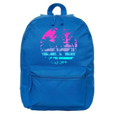 Retro Eighties 80s And 90s Beach Style Design With Palm Trees Great Gift 16 in Basic Backpack