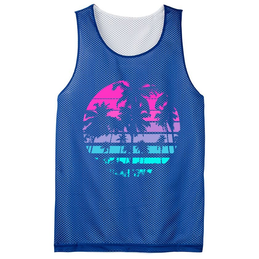 Retro Eighties 80s And 90s Beach Style Design With Palm Trees Great Gift Mesh Reversible Basketball Jersey Tank