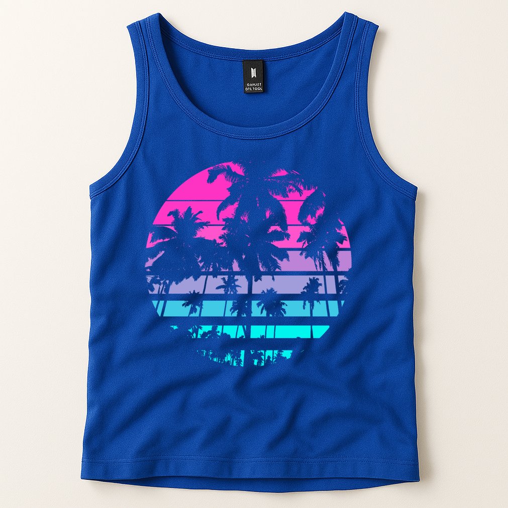 Retro Eighties 80s And 90s Beach Style Design With Palm Trees Great Gift Tank Top