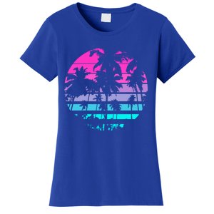 Retro Eighties 80s And 90s Beach Style Design With Palm Trees Great Gift Women's T-Shirt