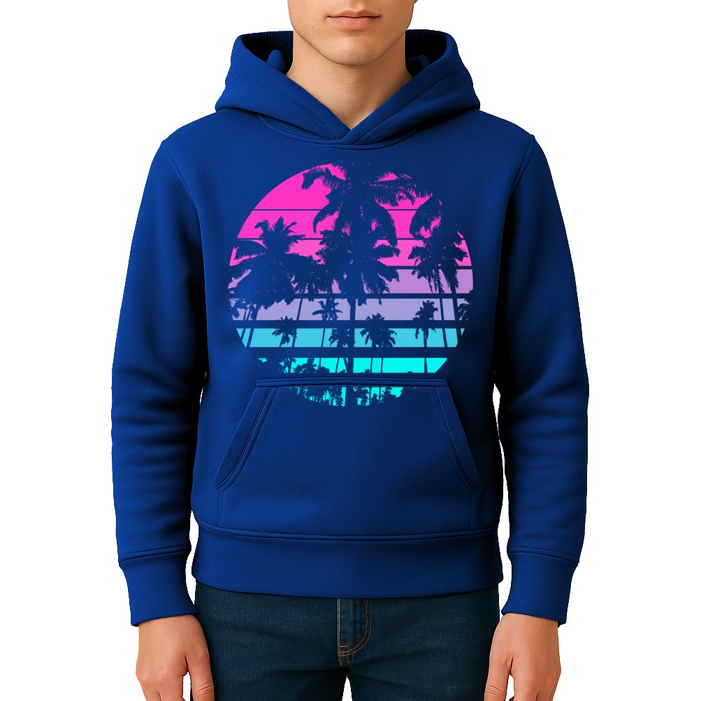 Retro Eighties 80s And 90s Beach Style Design With Palm Trees Great Gift Kids Hoodie