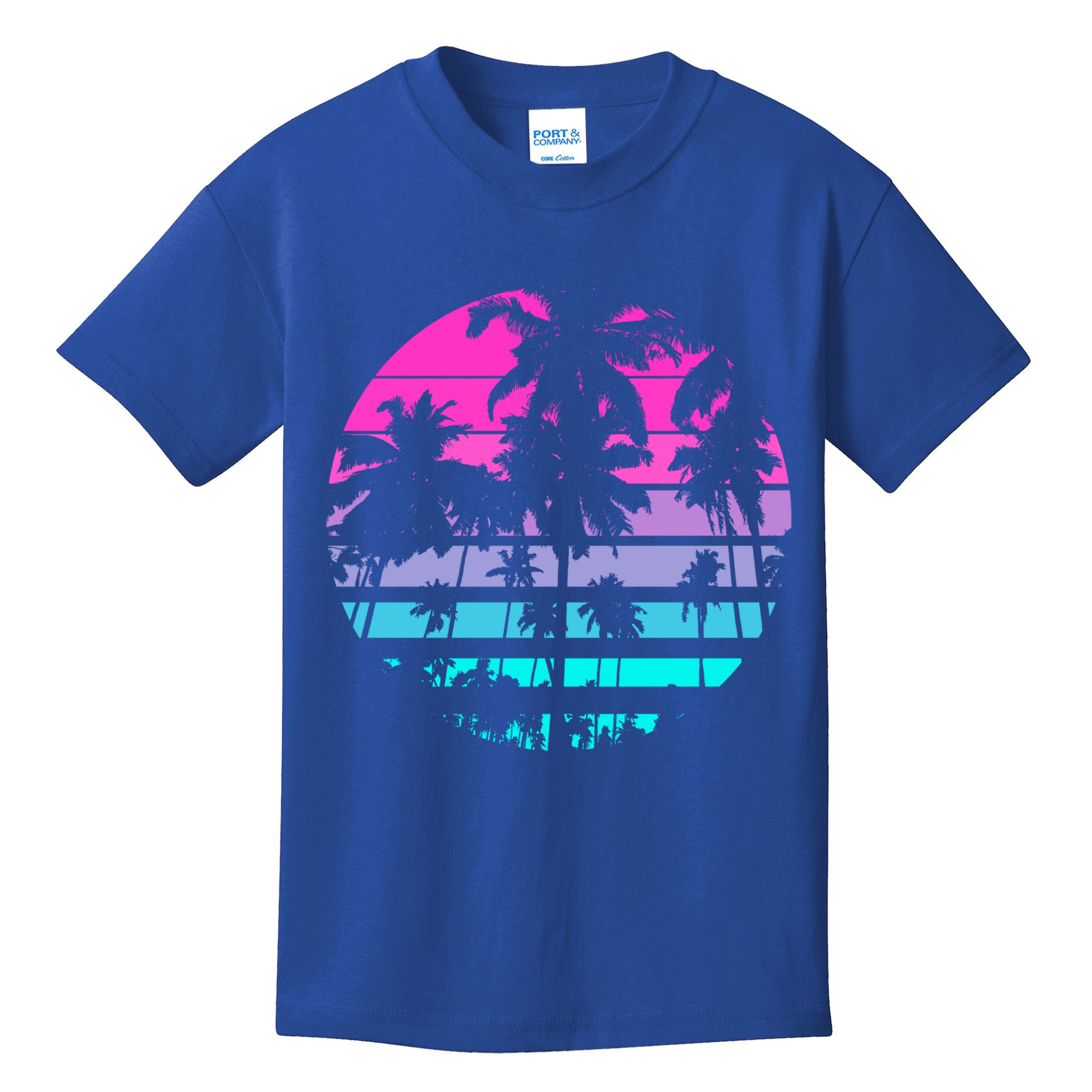 Retro Eighties 80s And 90s Beach Style Design With Palm Trees Great Gift Kids T-Shirt