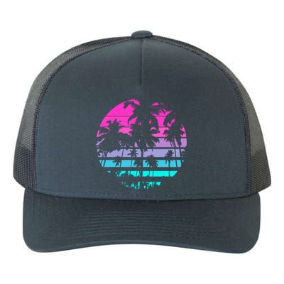 Retro Eighties 80s And 90s Beach Style Design With Palm Trees Great Gift Yupoong Adult 5-Panel Trucker Hat