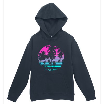 Retro Eighties 80s And 90s Beach Style Design With Palm Trees Great Gift Urban Pullover Hoodie