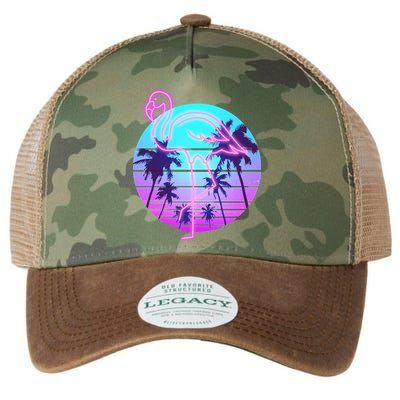 Retro Eighties 80's Neon Flamingo Emblem Legacy Tie Dye Trucker Hat