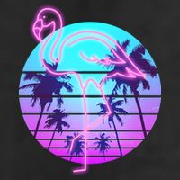 Retro Eighties 80's Neon Flamingo Emblem Cool Comfort Performance Bucket Hat