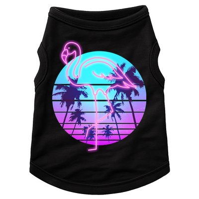 Retro Eighties 80's Neon Flamingo Emblem Doggie Tank