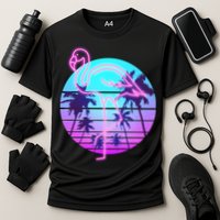 Retro Eighties 80's Neon Flamingo Emblem Performance Shirt