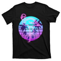 Retro Eighties 80's Neon Flamingo Emblem T-Shirt