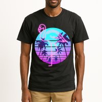 Retro Eighties 80's Neon Flamingo Emblem Tall T-Shirt